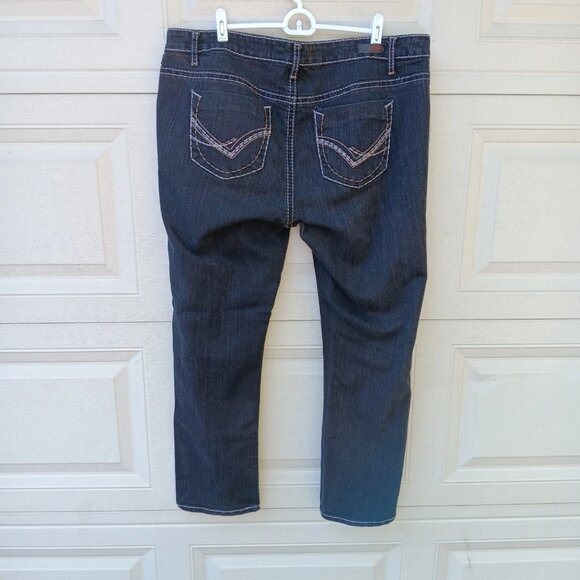 Bongo Plus 20W Straight Leg Jeans Black Denim Contrast Thick Stitch Stretch Y2K - Picture 3 of 6